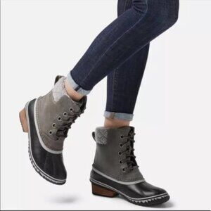 Sorel Women's Grey Black Slimpack II Lace Up Waterproof Winter Boots Size US 10